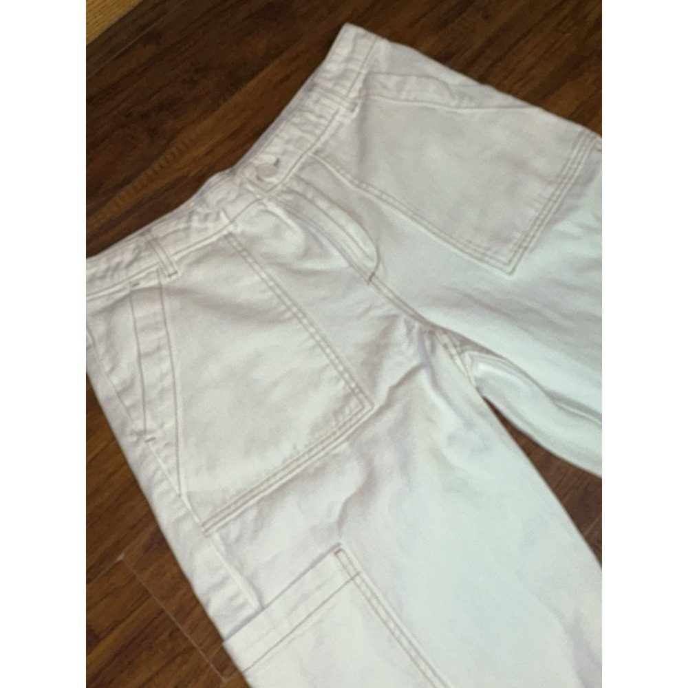 H & M Divided‎ White High Rise Wide Leg Utility Cargo Jean Pant Baggy Size 6